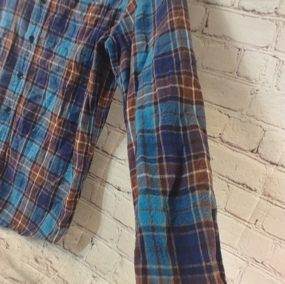L.L. Bean Mens Vintage Slightly Fitted Plaid Flannel Button Down Purple Brown L - Picture 4 of 13